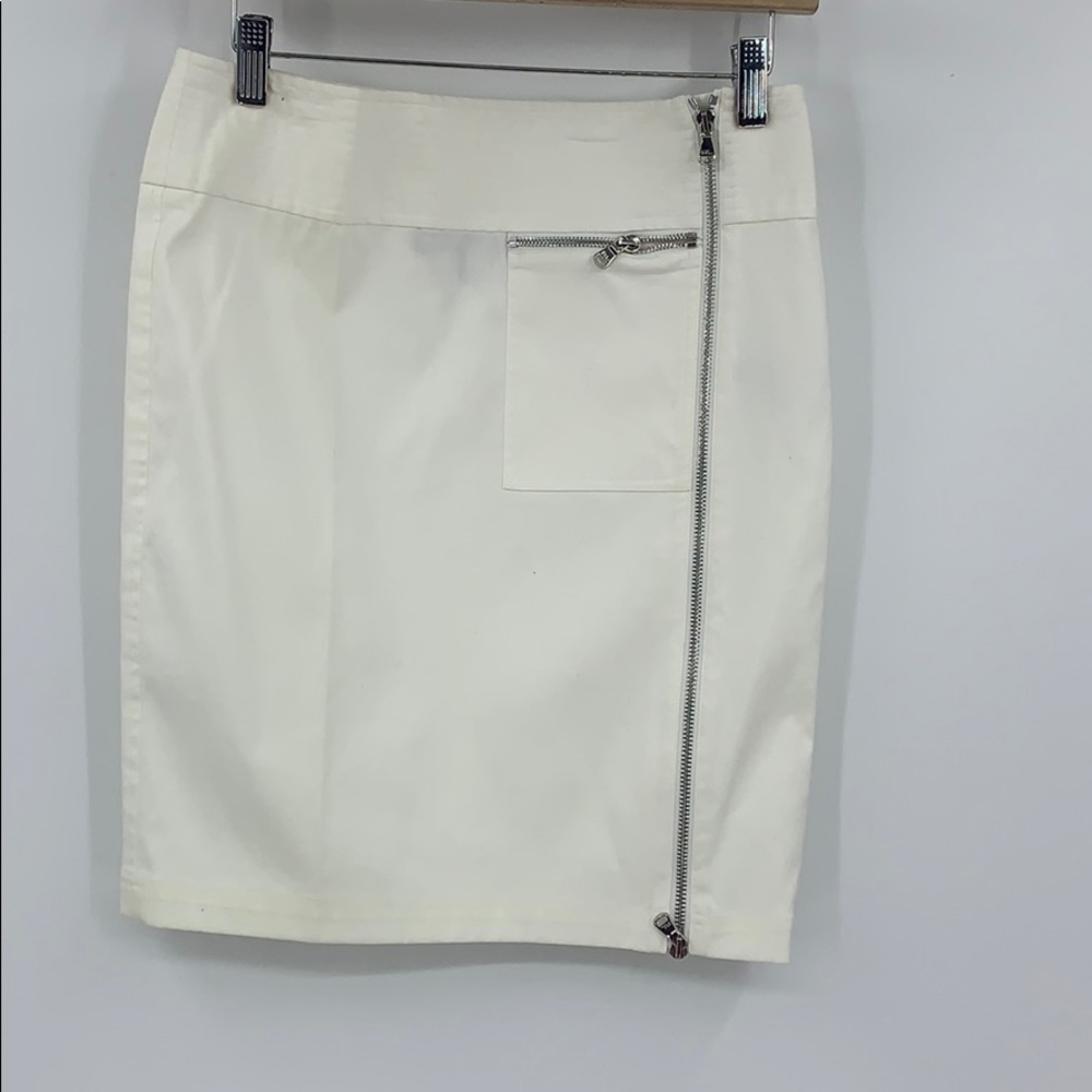 RALPH LAUREN BLACK LABEL Womens 4 zipper ivory pencil skirt - Picture 2 of 7